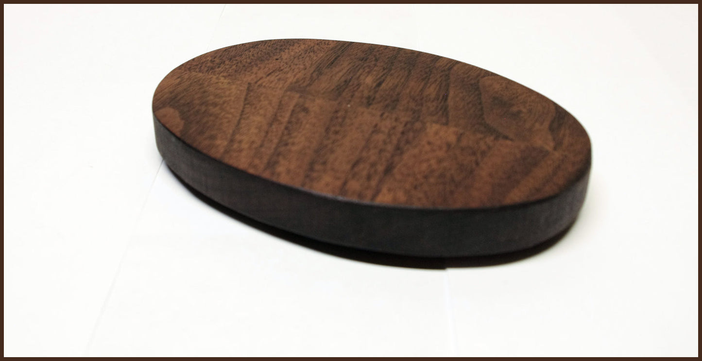 2136 - Bonsai Stand Oval Low Profile Shohin Mame 5"L - 3.375"W -1"H African Mahogany 2136