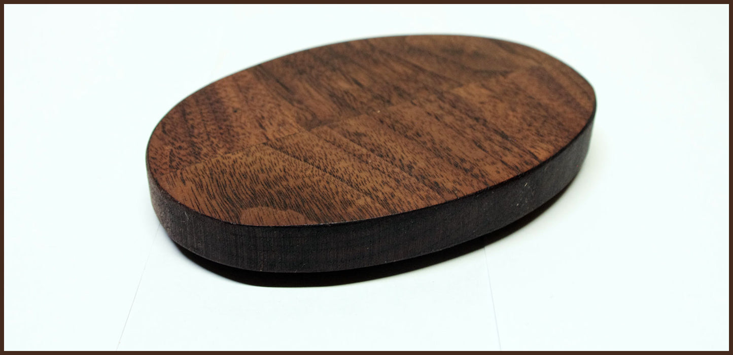 2136 - Bonsai Stand Oval Low Profile Shohin Mame 5"L - 3.375"W -1"H African Mahogany 2136