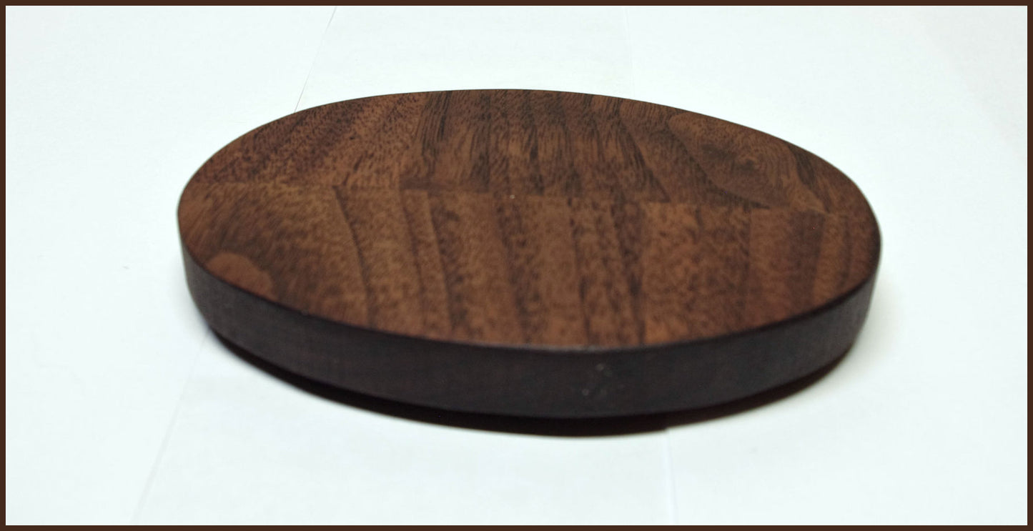 2136 - Bonsai Stand Oval Low Profile Shohin Mame 5"L - 3.375"W -1"H African Mahogany 2136