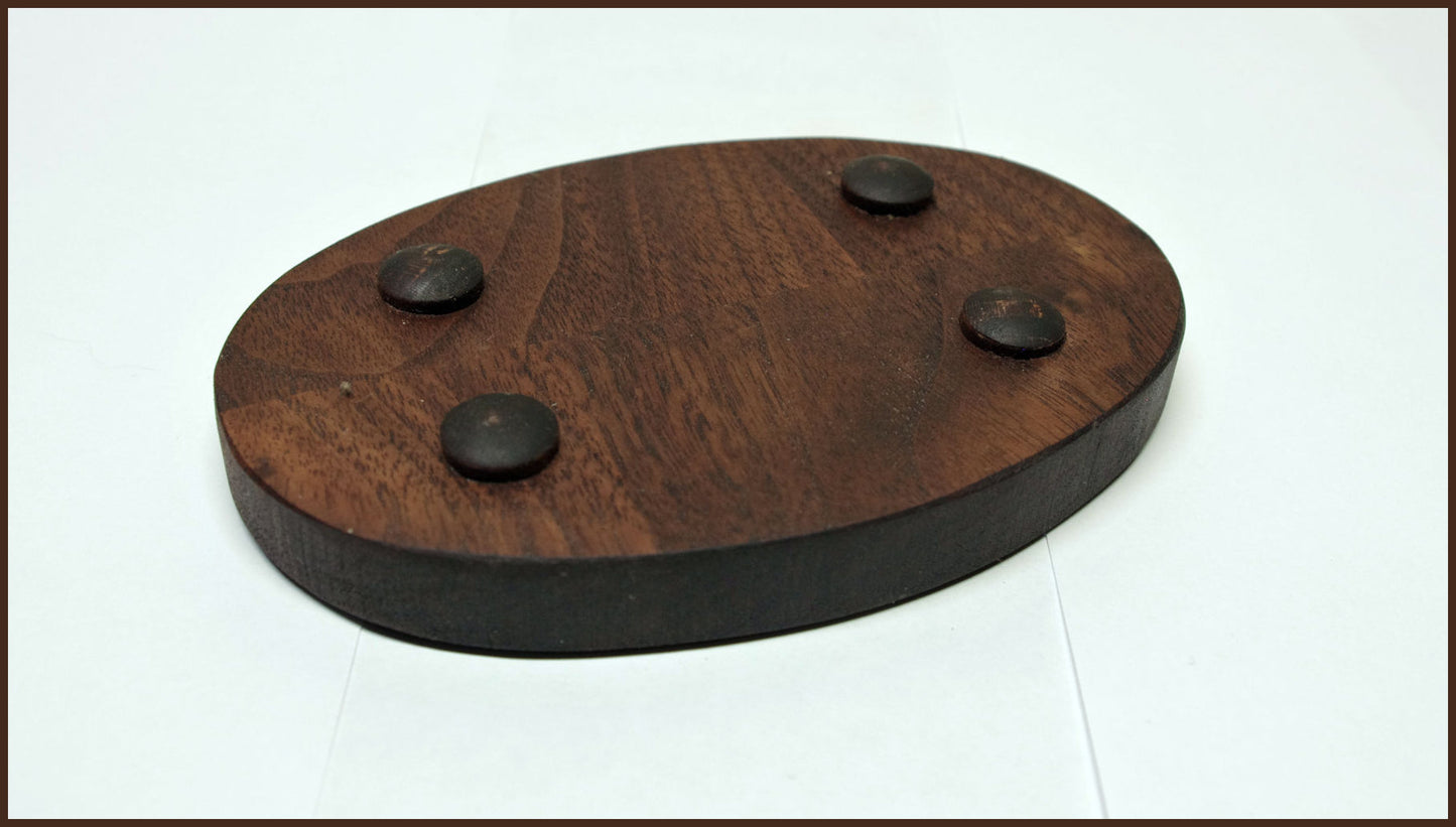 2136 - Bonsai Stand Oval Low Profile Shohin Mame 5"L - 3.375"W -1"H African Mahogany 2136