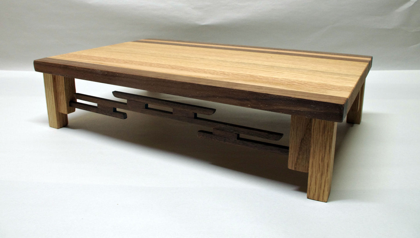 2184 - SOLD 08-15-2025 Bonsai Stand Lattice Style 16"L - 10"W - 4"H - Rare Natural Oak & Walnut Hardwood