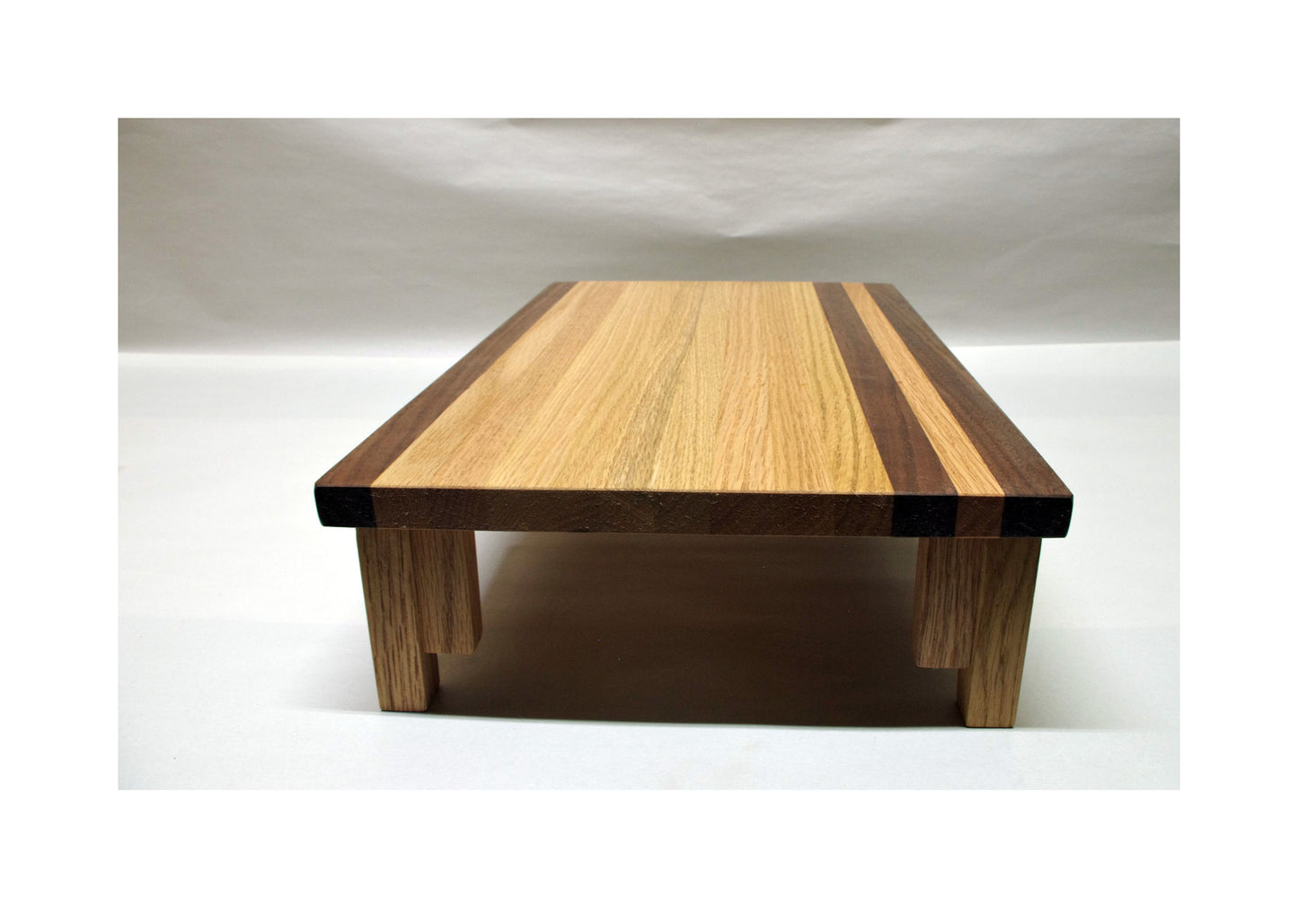 2184 - SOLD 08-15-2025 Bonsai Stand Lattice Style 16"L - 10"W - 4"H - Rare Natural Oak & Walnut Hardwood