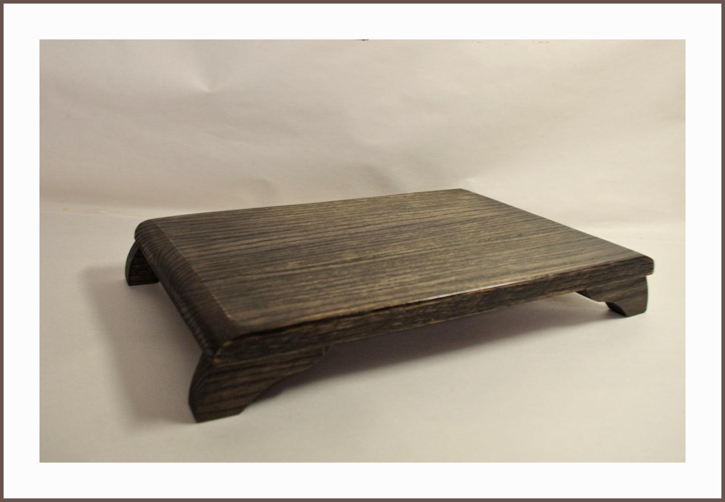 NEW IN STOCK - C2964-2023 Curved Leg Bonsai Stand oak with Antique Walnut Finish 16L-9.875W-2.25H