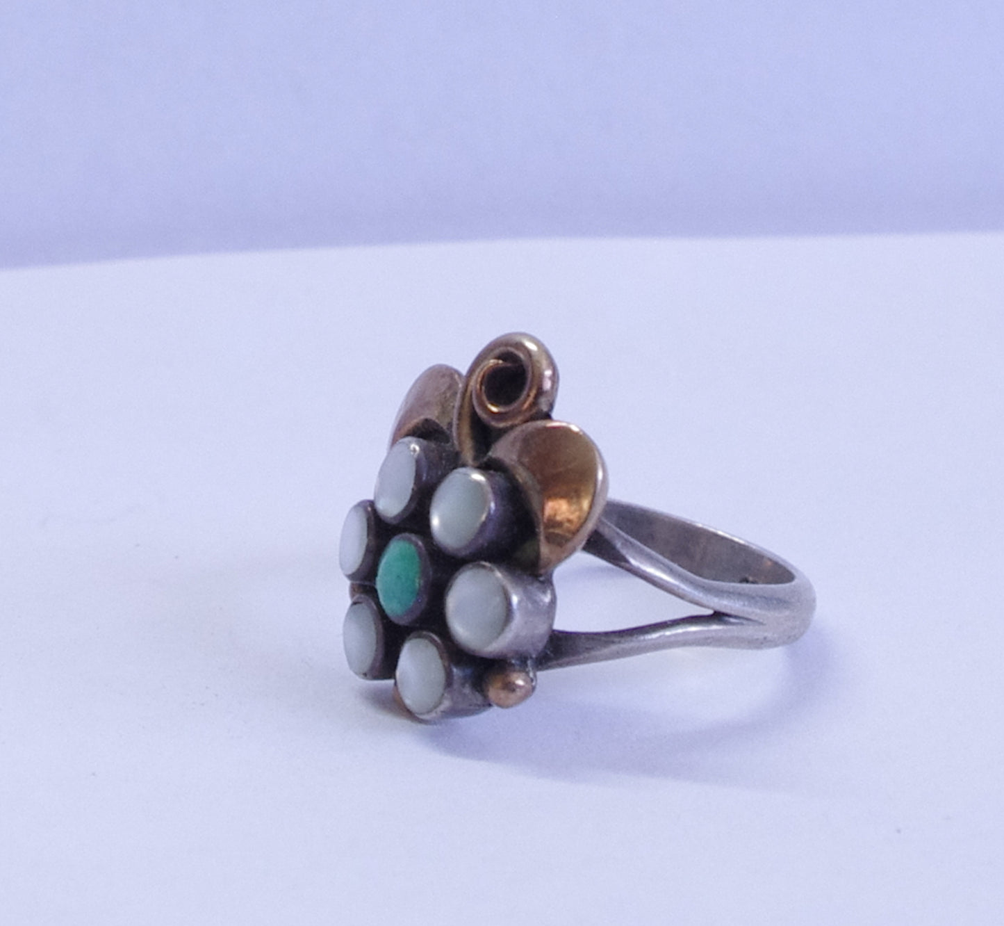 1 - Ring - stones garnet, tourmaline, and iolite Marked sterling