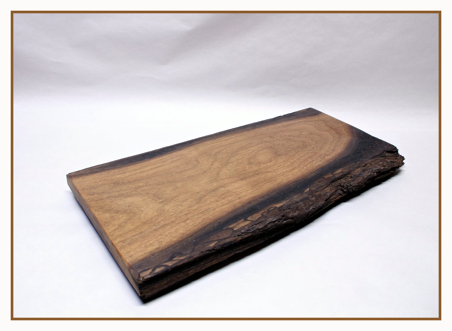 IN STOCK - Low Profile Bonsai Stand  19"L - 8 3/4-9 1/4"W - 1 5/8"H  Dark Walnut Hardwood w/ Live Edge