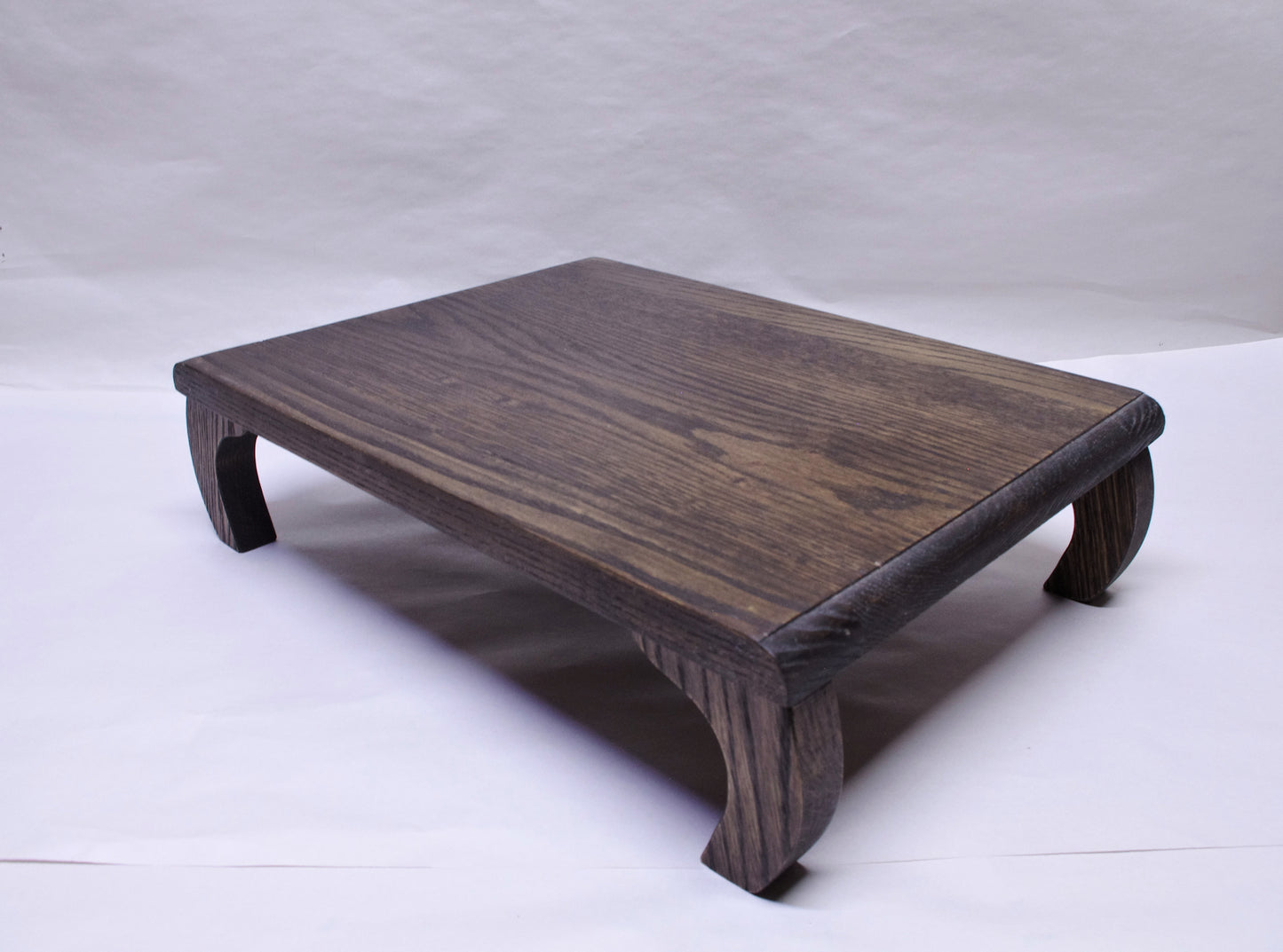 Sold C2964 Curved Leg Bonsai Stand Oak with Custom Dark Walnut Finish 15.25"L-11.5"W-4H