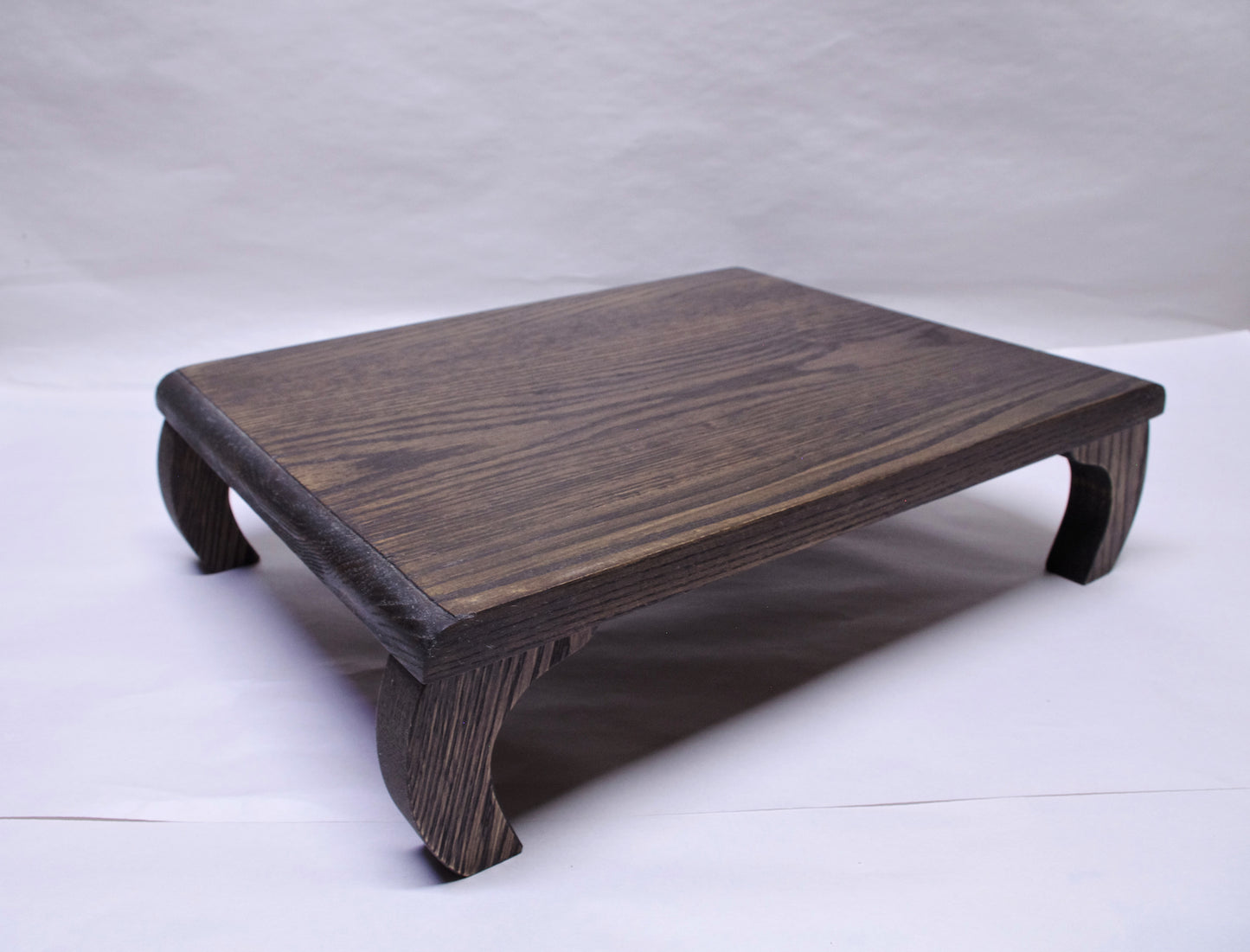 Sold C2964 Curved Leg Bonsai Stand Oak with Custom Dark Walnut Finish 15.25"L-11.5"W-4H