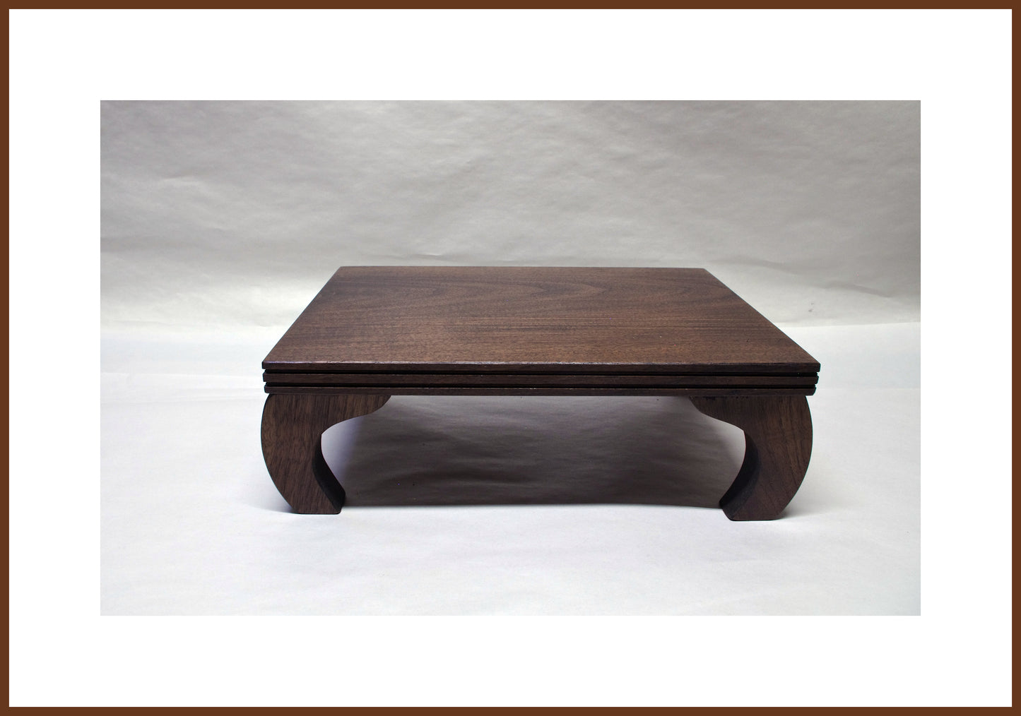 Sold - Curved Leg Bonsai Stand Walnut Hardwood with a Dark Walnut Finish 12.25"L-8.75"W-4H