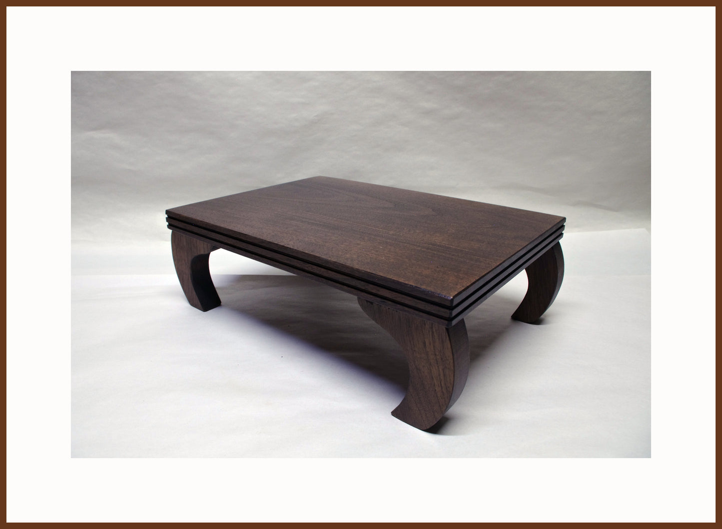 Sold - Curved Leg Bonsai Stand Walnut Hardwood with a Dark Walnut Finish 12.25"L-8.75"W-4H