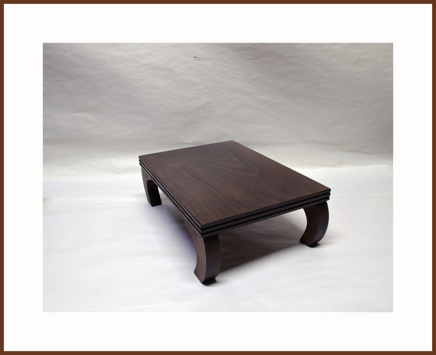 Sold - Curved Leg Bonsai Stand Walnut Hardwood with a Dark Walnut Finish 12.25"L-8.75"W-4H