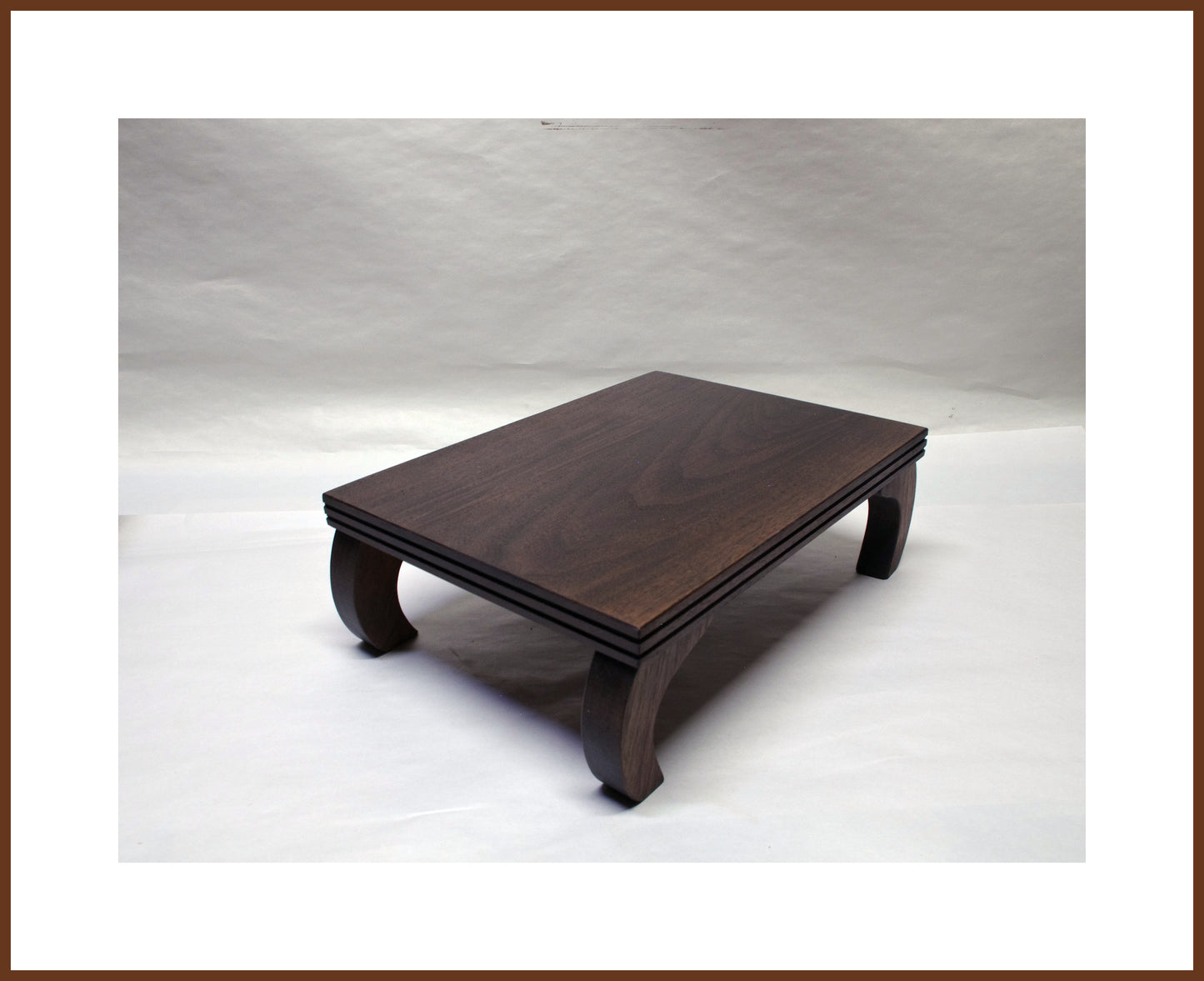 Sold - Curved Leg Bonsai Stand Walnut Hardwood with a Dark Walnut Finish 12.25"L-8.75"W-4H