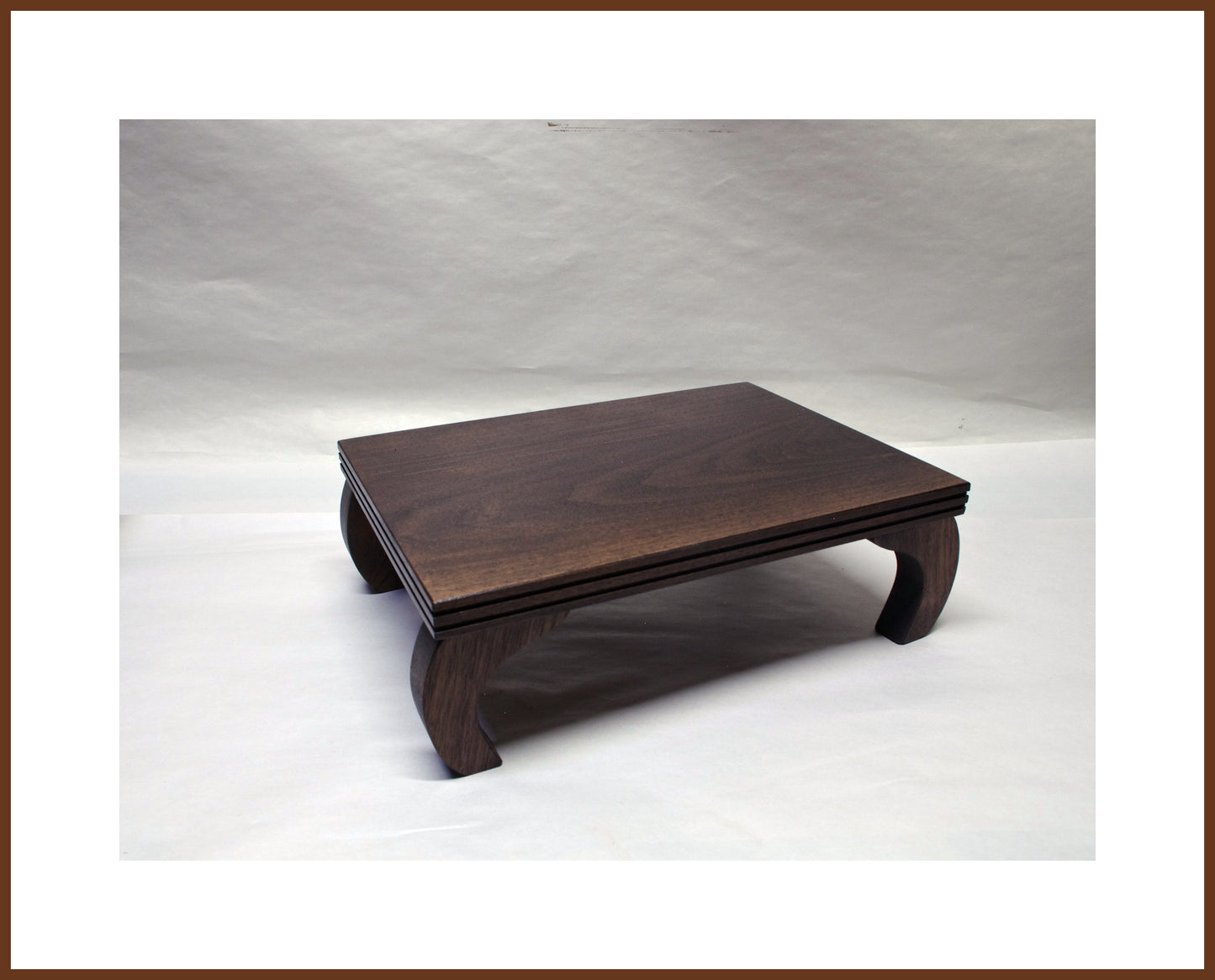 Sold - Curved Leg Bonsai Stand Walnut Hardwood with a Dark Walnut Finish 12.25"L-8.75"W-4H