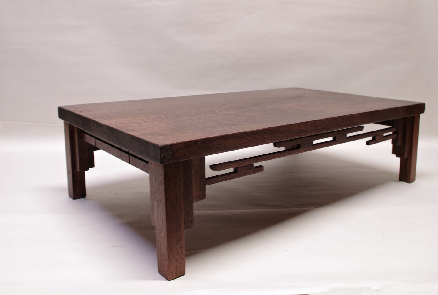 SOLD -07-21-2025 - 2180 - Bonsai Stand Lattice Formal Mission 22"L - 12 3/8"W - 6"H Red Walnut Hardwood