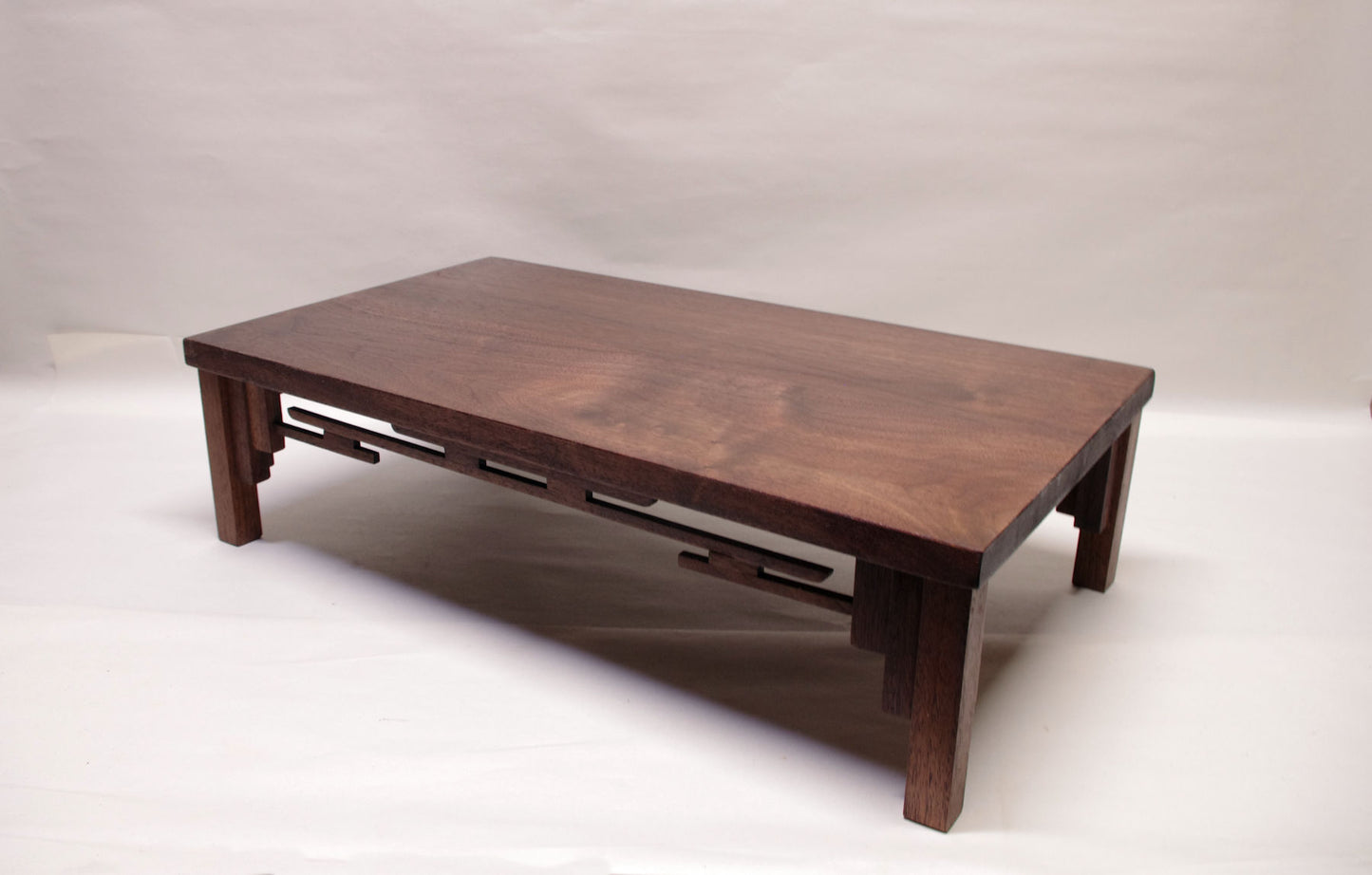 SOLD -07-21-2025 - 2180 - Bonsai Stand Lattice Formal Mission 22"L - 12 3/8"W - 6"H Red Walnut Hardwood