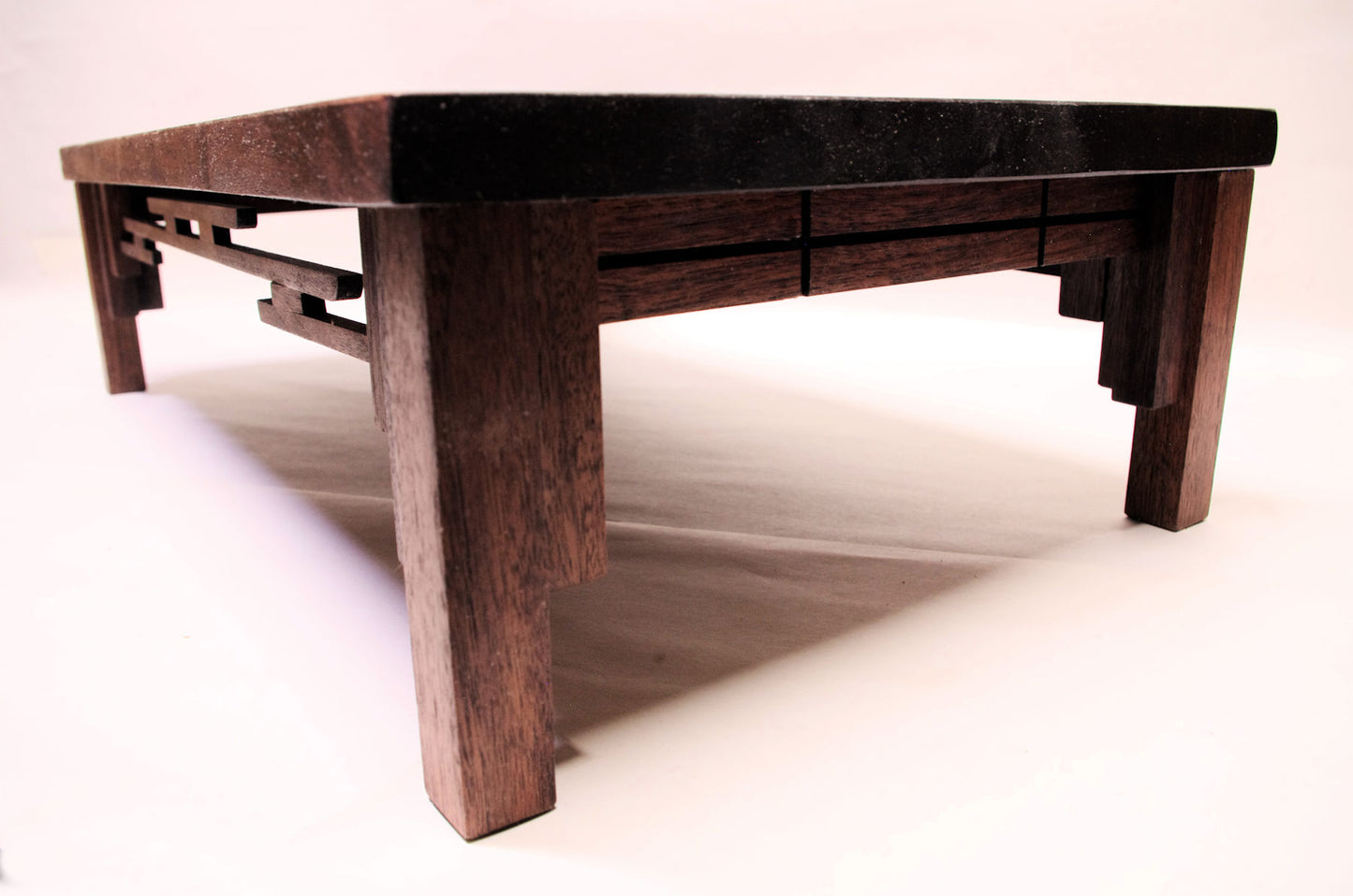 SOLD -07-21-2025 - 2180 - Bonsai Stand Lattice Formal Mission 22"L - 12 3/8"W - 6"H Red Walnut Hardwood
