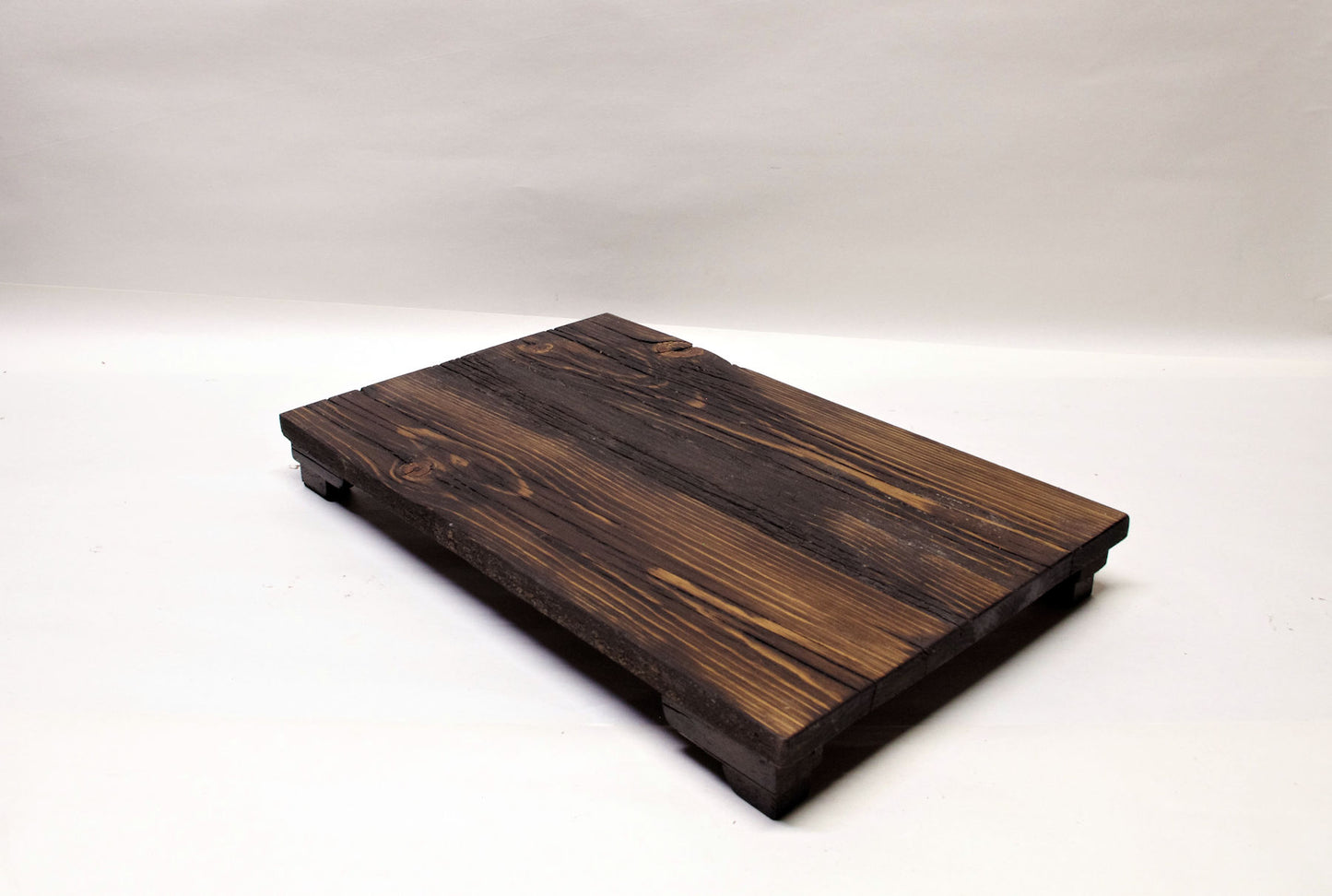 2167 - Bonsai Stand - Rustic - Low Profile 14.5"L - 9.5"W - 1.75"H w/ Live Edge black yellow accent