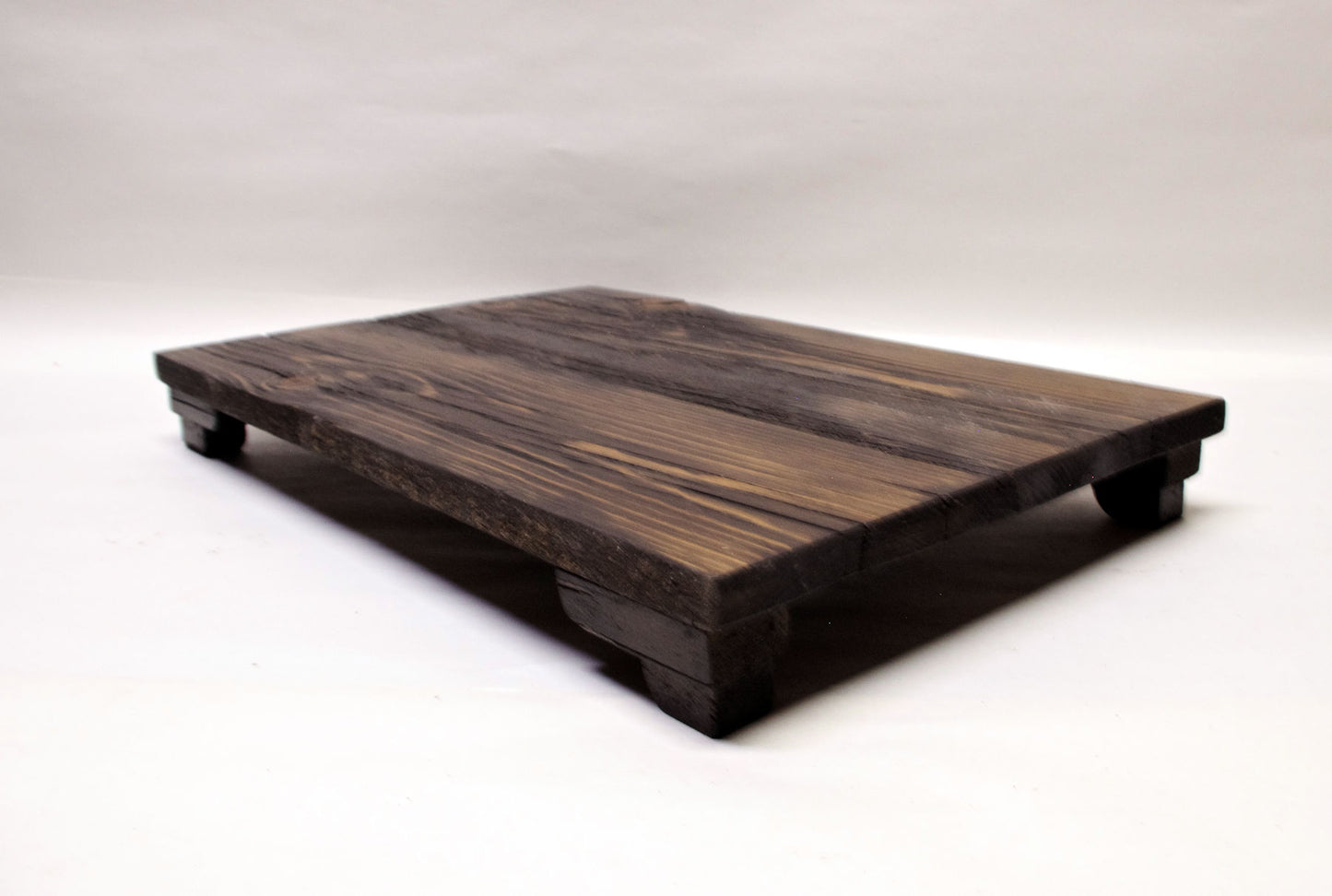 2167 - Bonsai Stand - Rustic - Low Profile 14.5"L - 9.5"W - 1.75"H w/ Live Edge black yellow accent