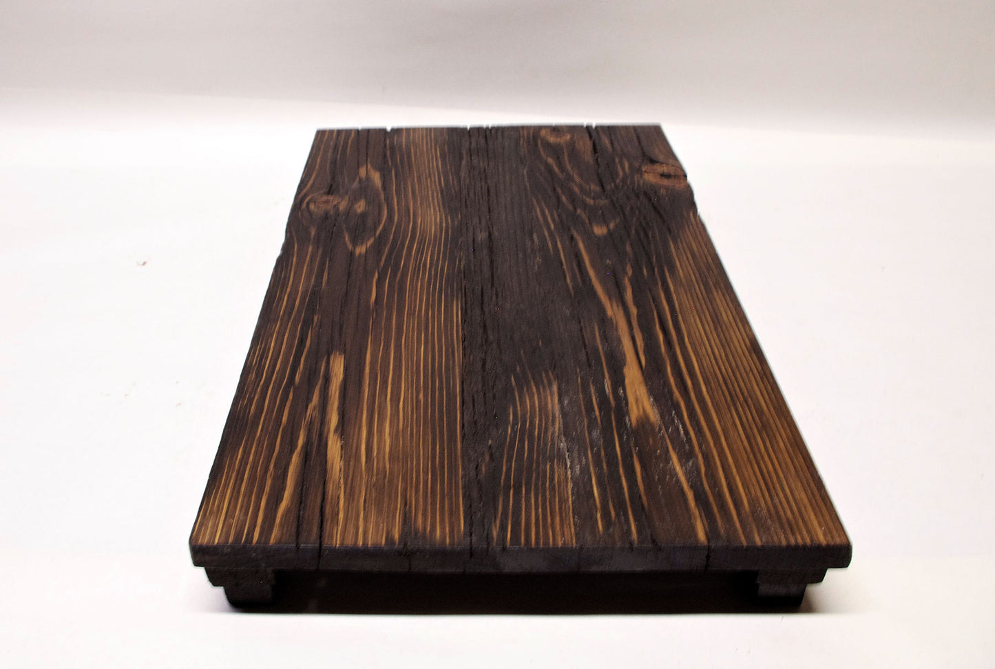 2167 - Bonsai Stand - Rustic - Low Profile 14.5"L - 9.5"W - 1.75"H w/ Live Edge black yellow accent