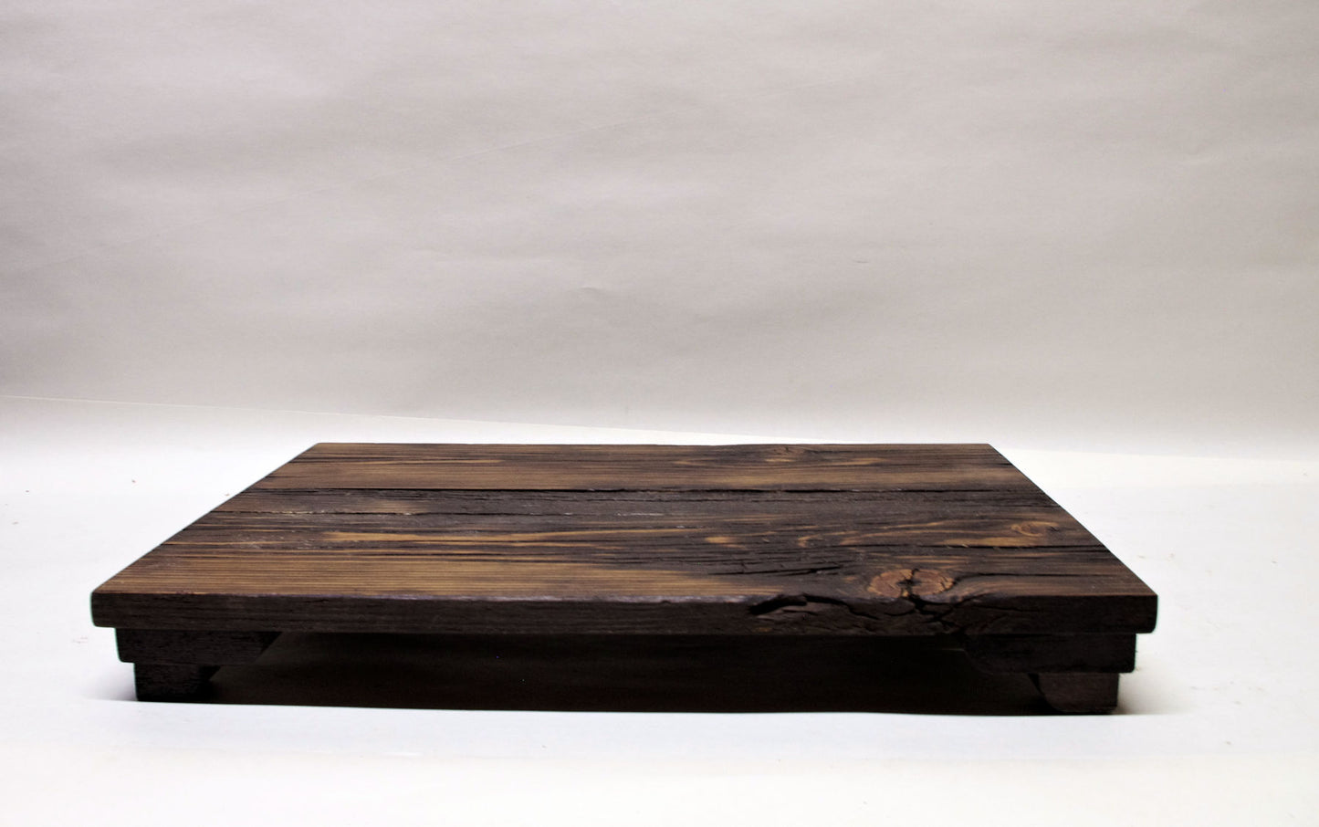 2167 - Bonsai Stand - Rustic - Low Profile 14.5"L - 9.5"W - 1.75"H w/ Live Edge black yellow accent