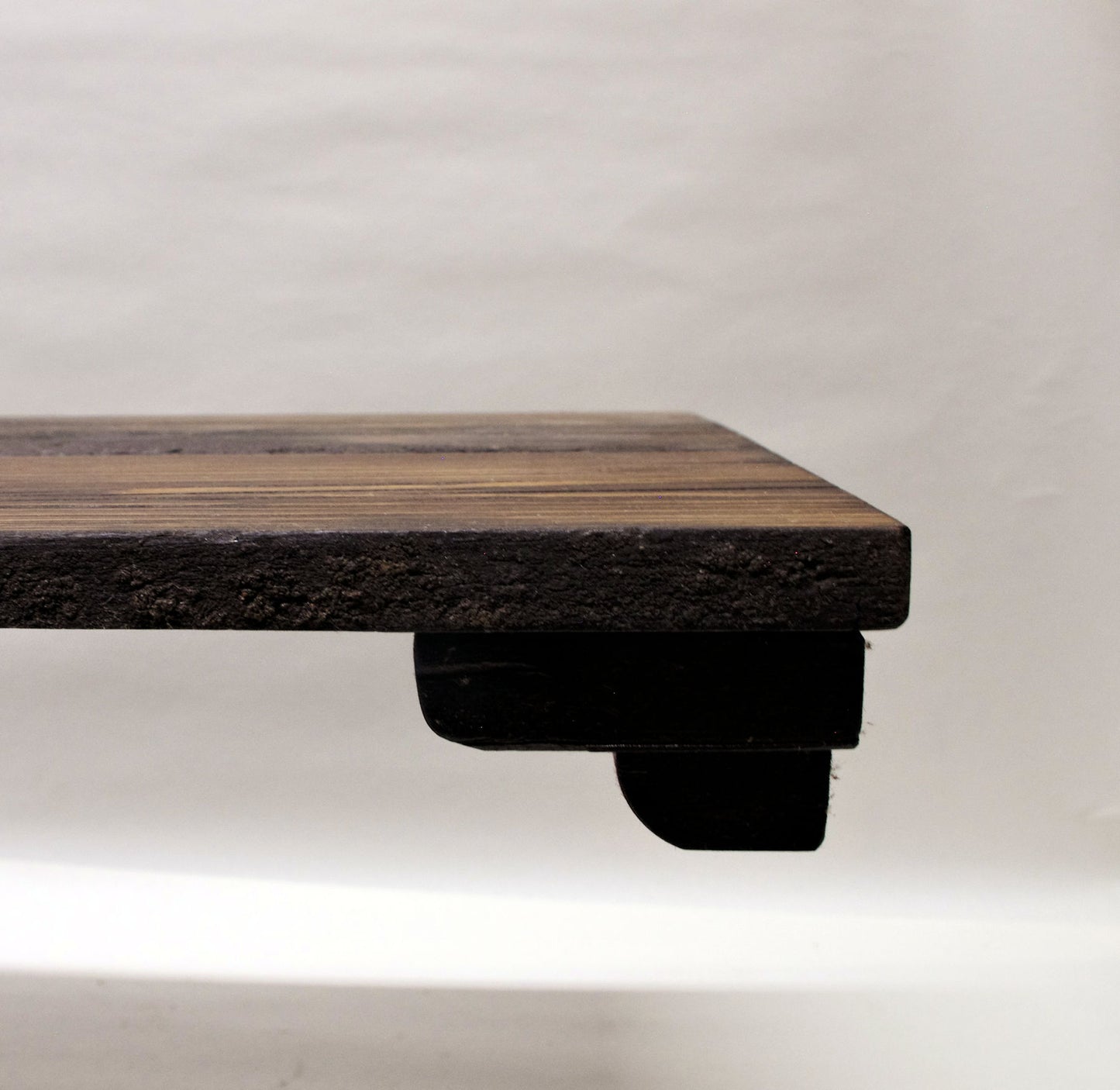 2167 - Bonsai Stand - Rustic - Low Profile 14.5"L - 9.5"W - 1.75"H w/ Live Edge black yellow accent