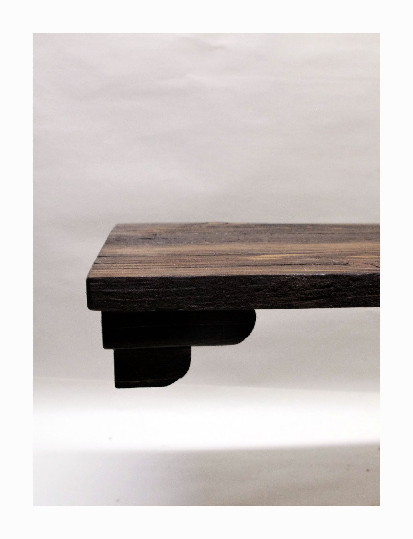 2167 - Bonsai Stand - Rustic - Low Profile 14.5"L - 9.5"W - 1.75"H w/ Live Edge black yellow accent