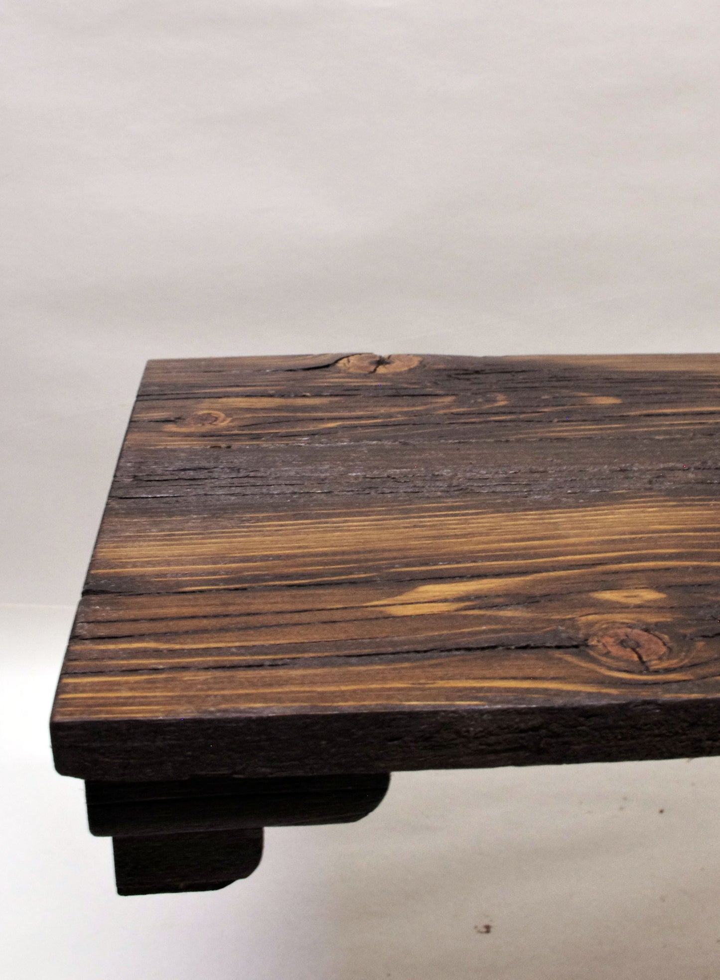 2167 - Bonsai Stand - Rustic - Low Profile 14.5"L - 9.5"W - 1.75"H w/ Live Edge black yellow accent