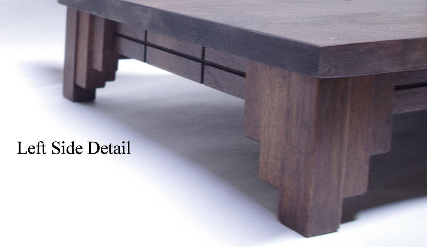2143 - Bonsai Stand Formal Mission 21.25"L - 12.5"W - 4"H Dark Walnut Hardwood