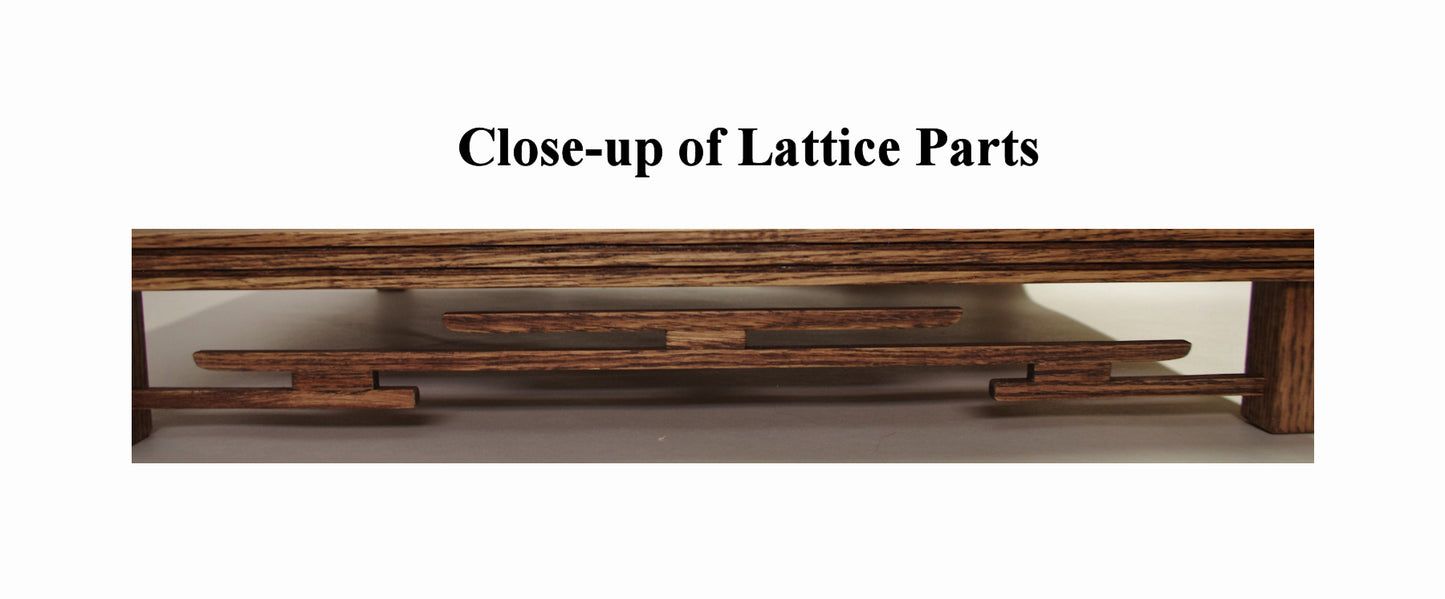 SOLD 08-03-2023 ON SALE Lattice Bonsai Stand 18L-14W-3H Dark Red Oak