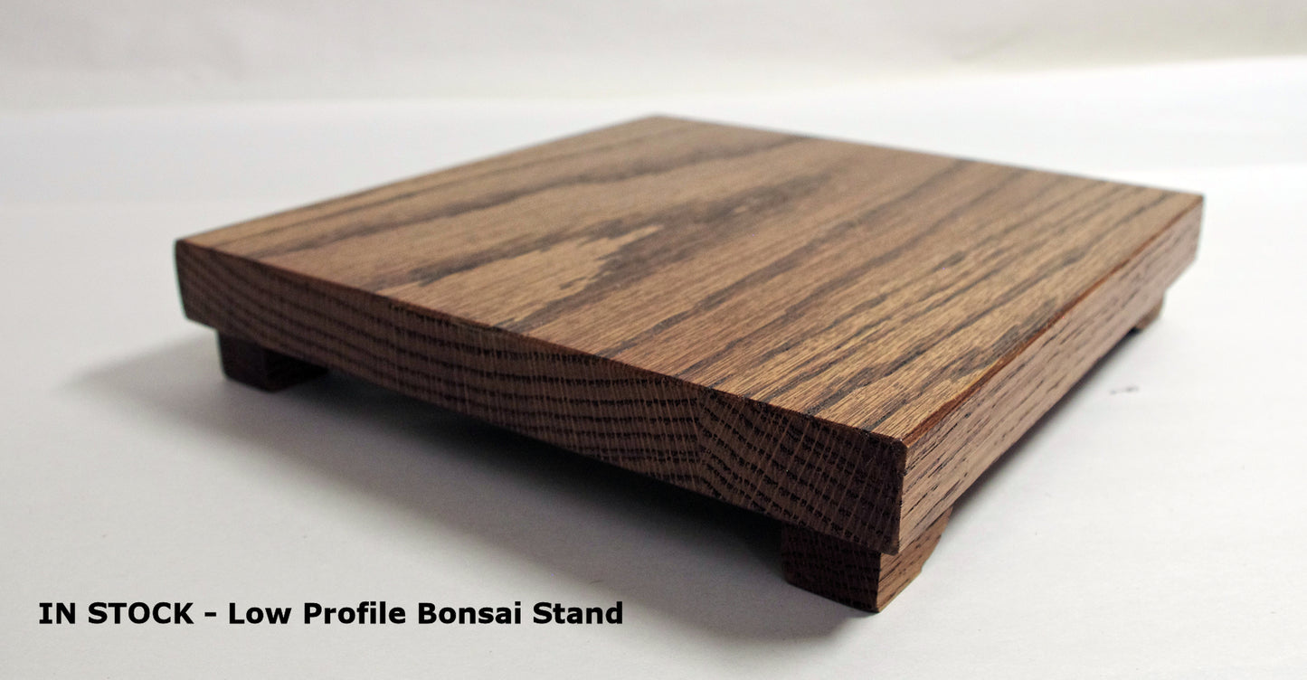 SOLD 08-03-2023 - Low Profile Bonsai Stand  7.25L - 7.25W - 1.25H  Dark Red Oak