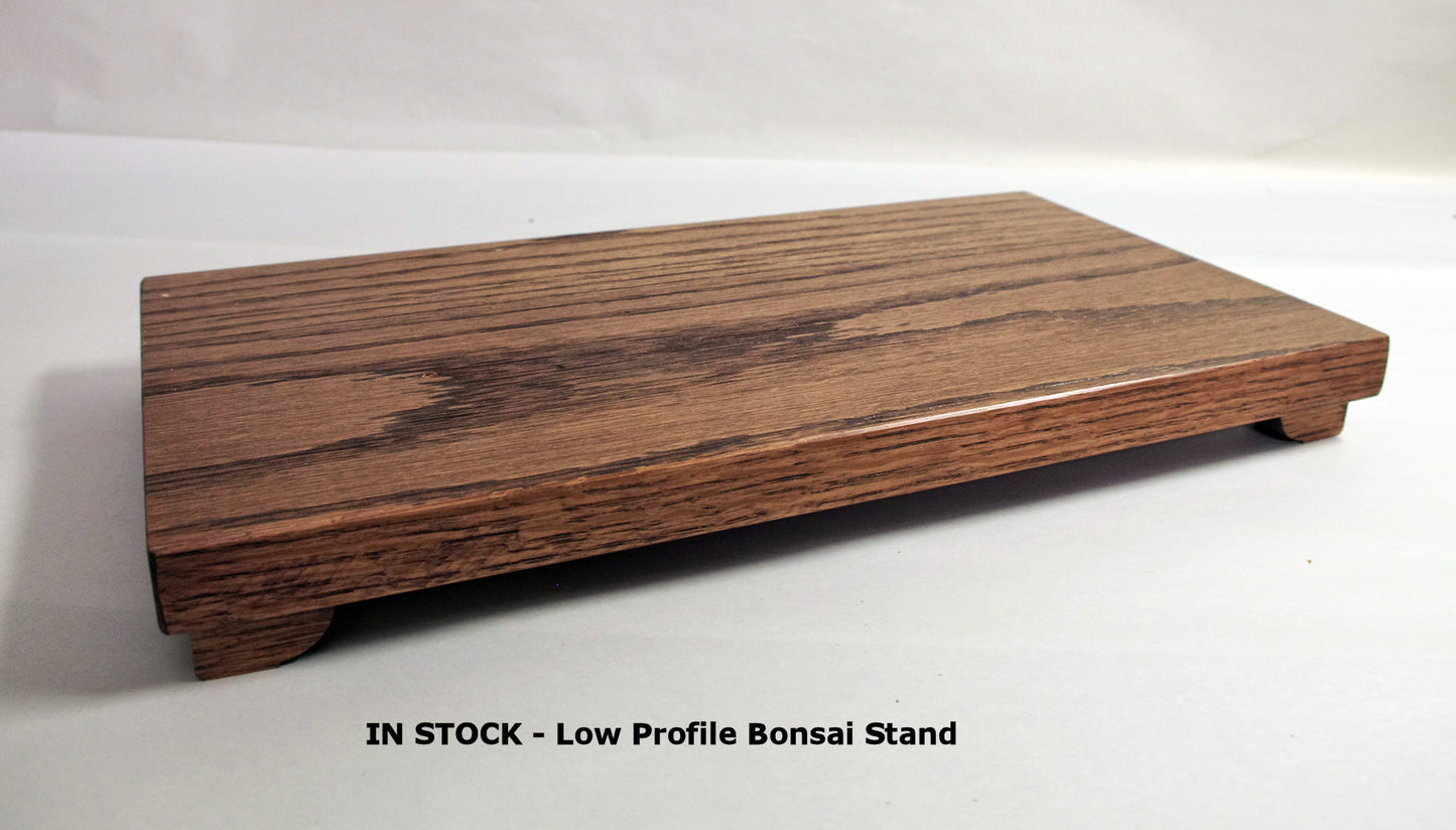 IN STOCK - Low Profile Bonsai Stand  13.5L - 7.25W - 1.25H  Dark Red Oak