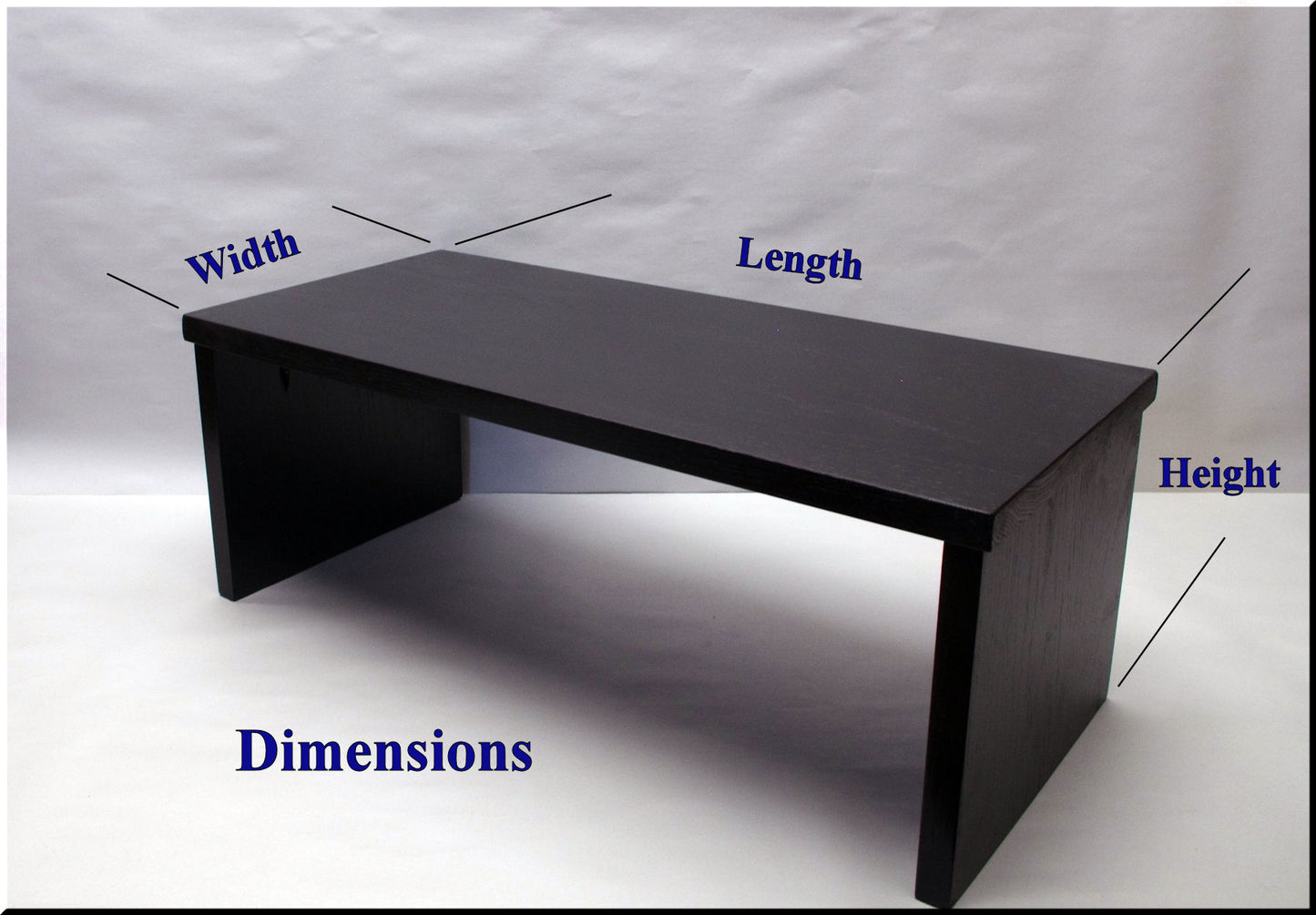 2086 - Soundbar Riser - 30" Length, 9" Width, 4" height Black Hardwood