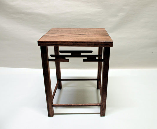 SOLD -2186 Cascade Bonsai Stand 8" Length x 8" Width x 10 3/8" Height  color is dark red oak