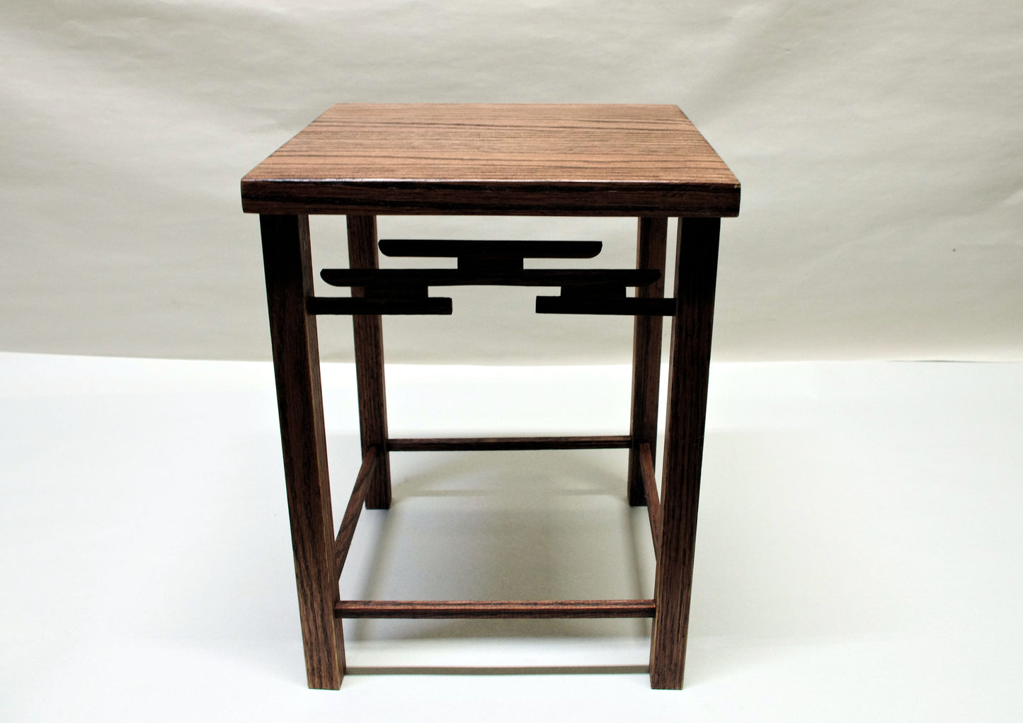 SOLD -2186 Cascade Bonsai Stand 8" Length x 8" Width x 10 3/8" Height  color is dark red oak