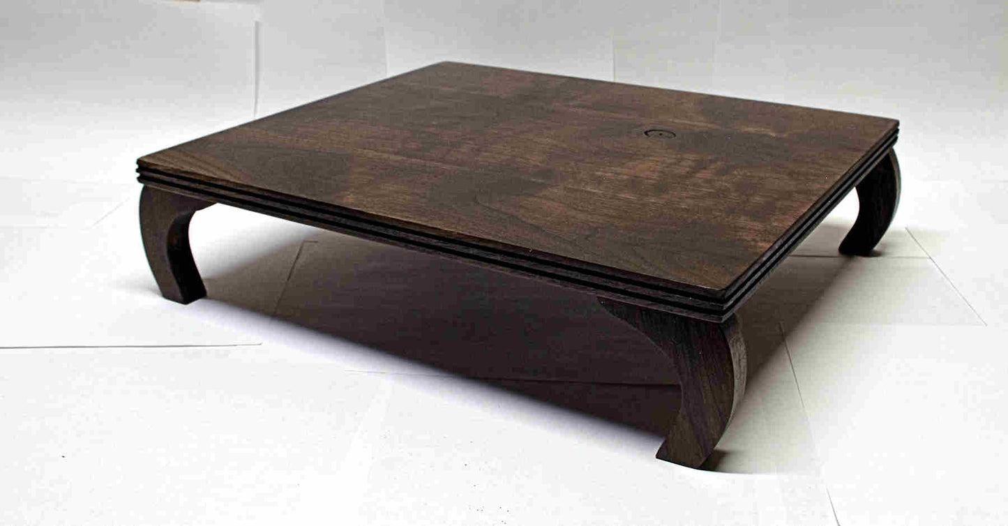 6126 - LARGE Bonsai Stand -  Curved Leg Style Walnut Hardwood - Dark Walnut Finish 19 3/4" Length, 13 3/4" Width, 4" Height - New Today