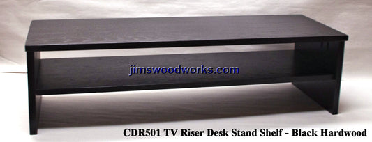 CDR501 Desk Risers with Shelf Made to Order - 24" Length, 12" Width - Black Hardwood