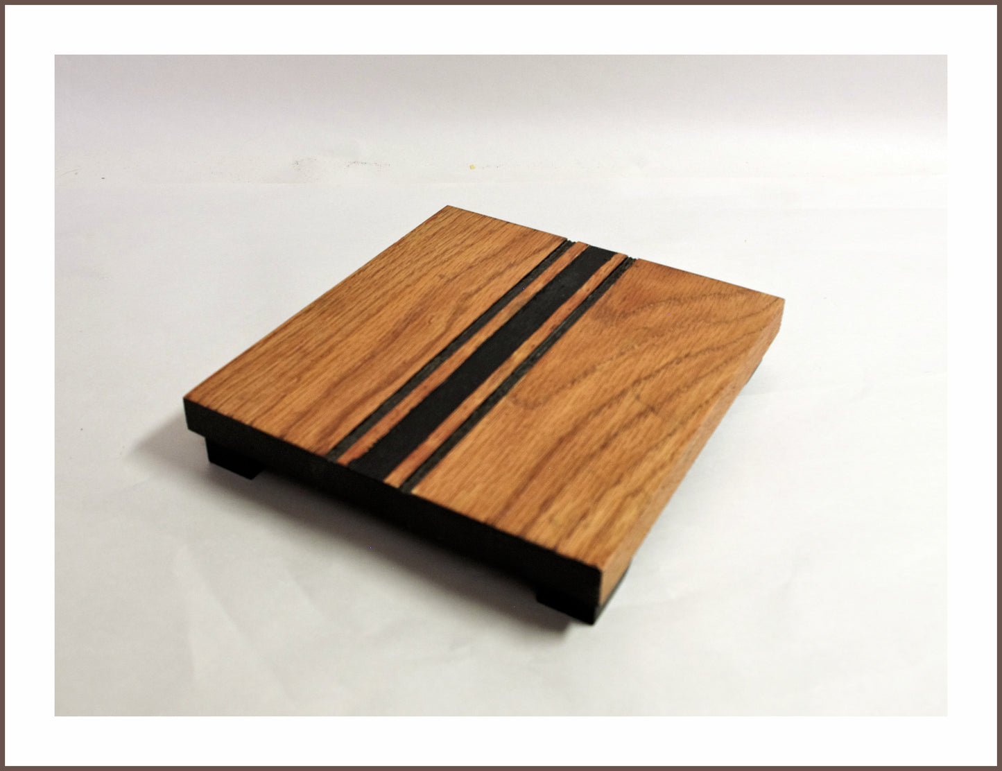 IN STOCK Collectible display stand Cherry stain w/ black racing stripe - 7 inches long, 6 1/4 inches wide, 1 1/8 inches tall