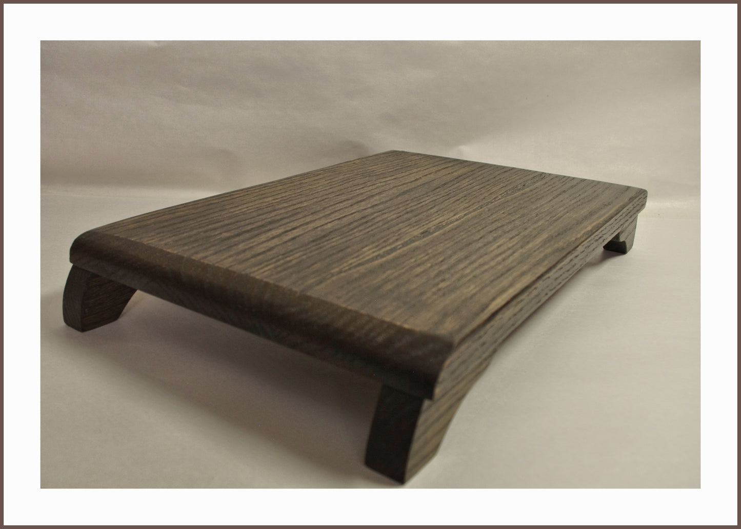 NEW IN STOCK - C2964-2023 Curved Leg Bonsai Stand oak with Antique Walnut Finish 16L-9.875W-2.25H