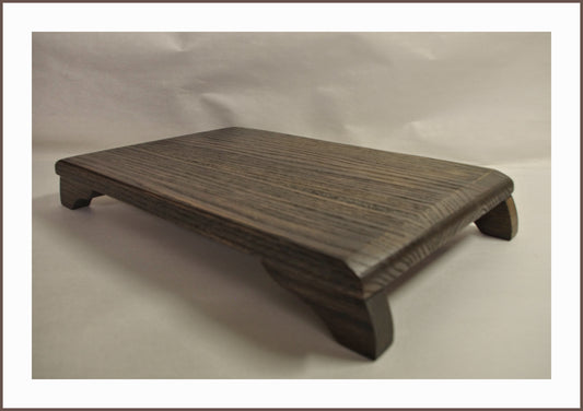 NEW IN STOCK - C2964-2023 Curved Leg Bonsai Stand oak with Antique Walnut Finish 16L-9.875W-2.25H