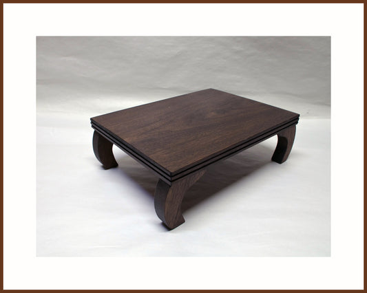 2145 - Curved Leg Bonsai Stand Walnut Hardwood - Dark Walnut Finish 12 3/8" Length, 9 1/4" Width, 4" Height