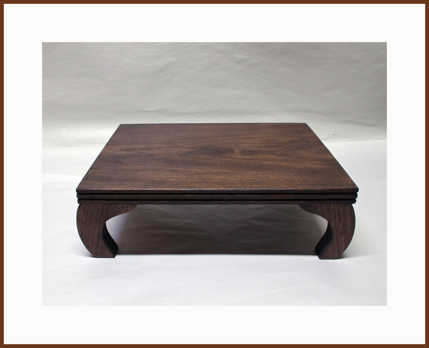 2145 - Curved Leg Bonsai Stand Walnut Hardwood - Dark Walnut Finish 12 3/8" Length, 9 1/4" Width, 4" Height