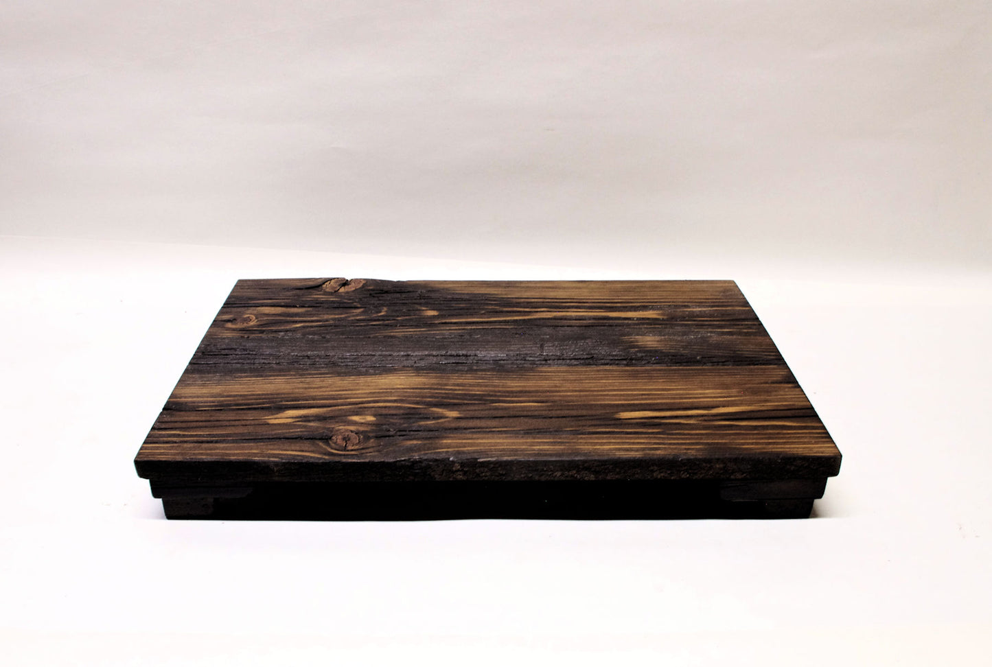 2167 - Bonsai Stand - Rustic - Low Profile 14.5"L - 9.5"W - 1.75"H w/ Live Edge black yellow accent