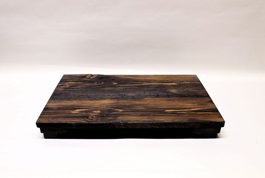 2167 - Bonsai Stand - Rustic - Low Profile 14.5"L - 9.5"W - 1.75"H w/ Live Edge black yellow accent