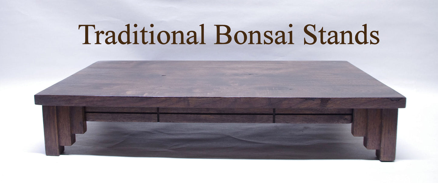 SOLD - 2143 Bonsai Stand Formal Mission 21.25"L - 12.5"W - 4"H Dark Walnut Hardwood