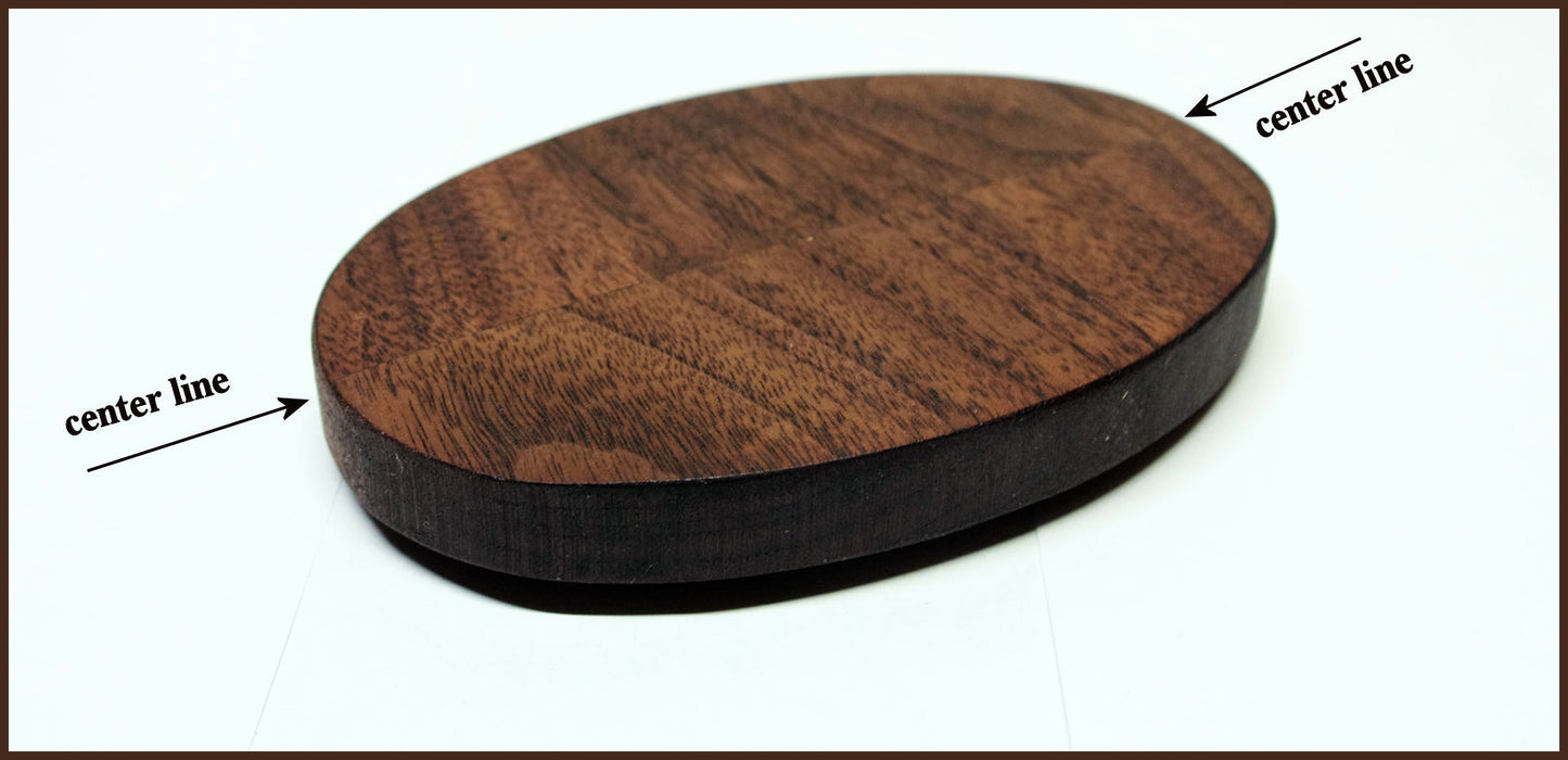 2136 - Bonsai Stand Oval Low Profile Shohin Mame 5"L - 3.375"W -1"H African Mahogany 2136