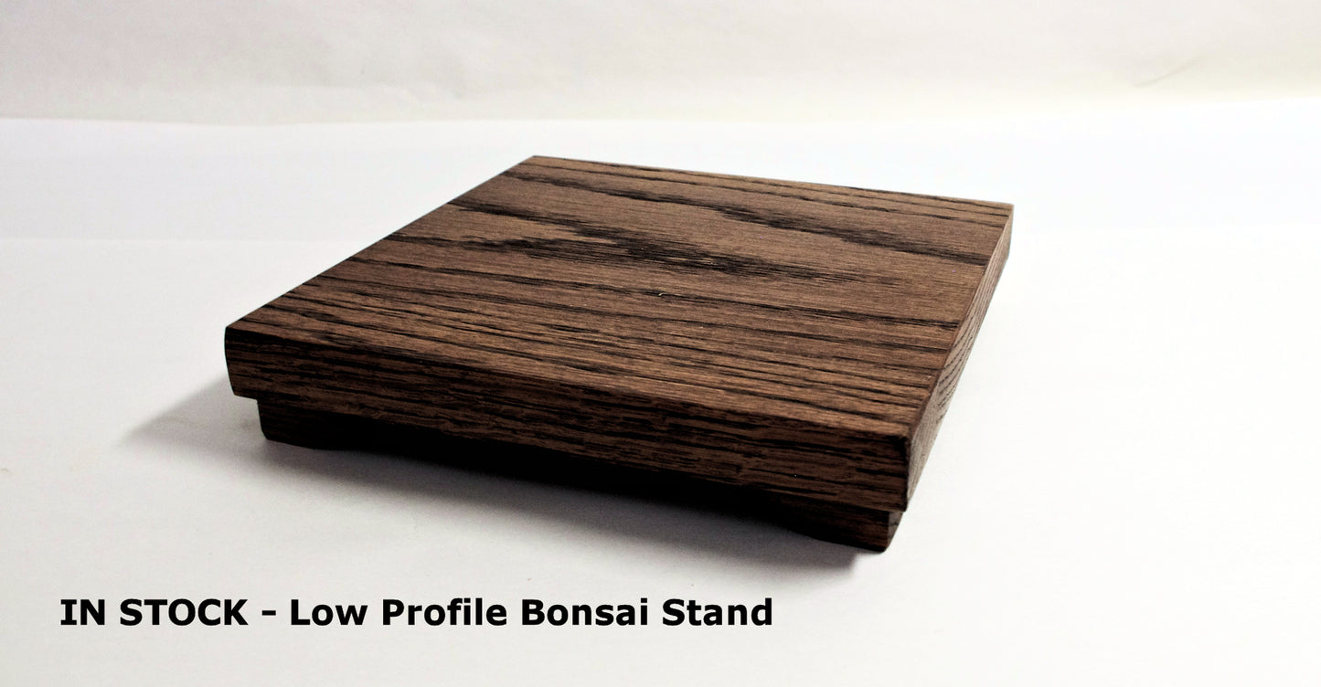 SOLD 08-03-2023 - Low Profile Bonsai Stand  7.25L - 7.25W - 1.25H  Dark Red Oak