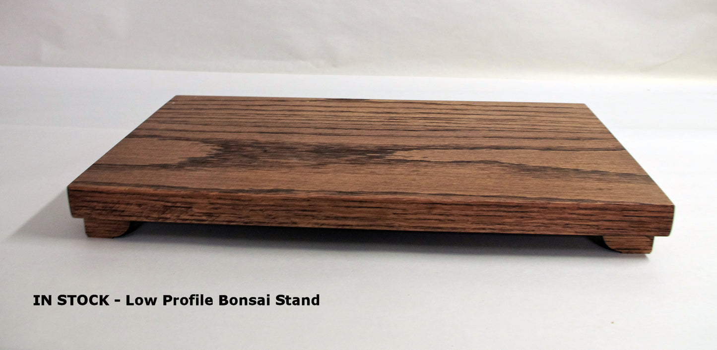 IN STOCK - Low Profile Bonsai Stand  13.5L - 7.25W - 1.25H  Dark Red Oak